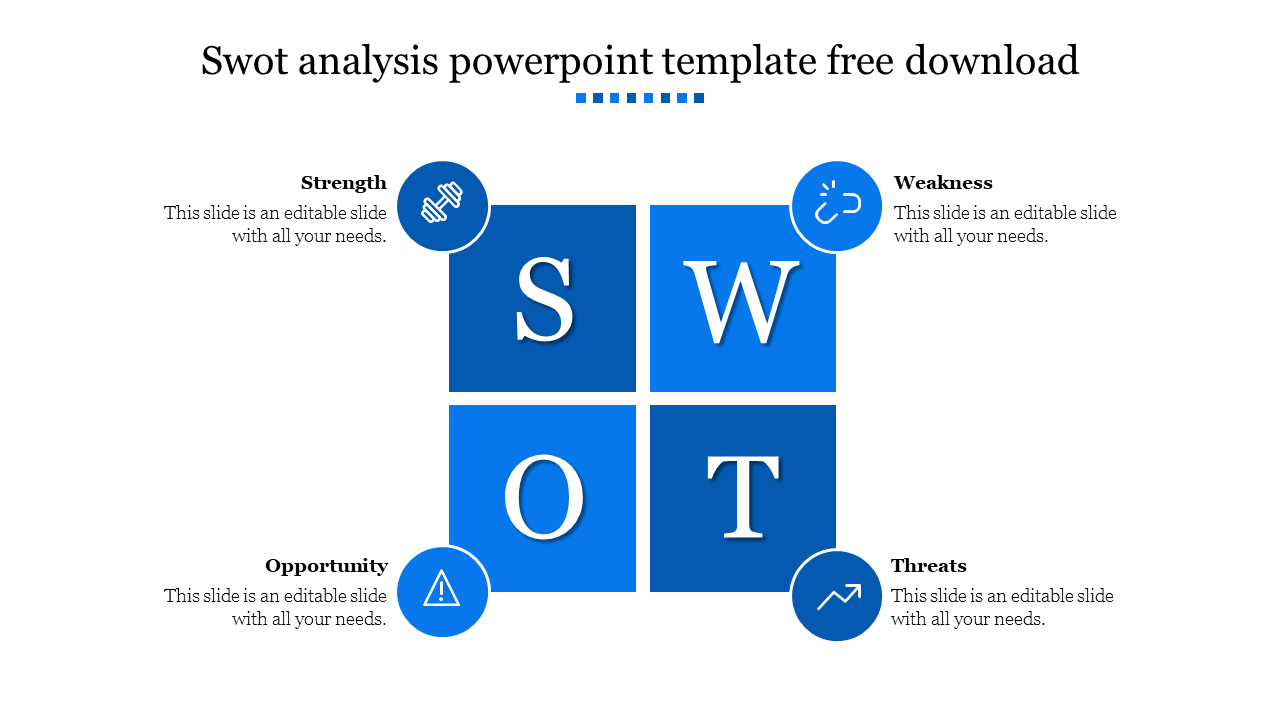 swot analysis powerpoint template free download-Blue